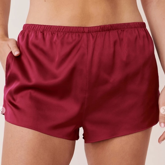 La Vie en Rose LUXURY EDITION Satin Shorts - Red Wine - Picture 1 of 8